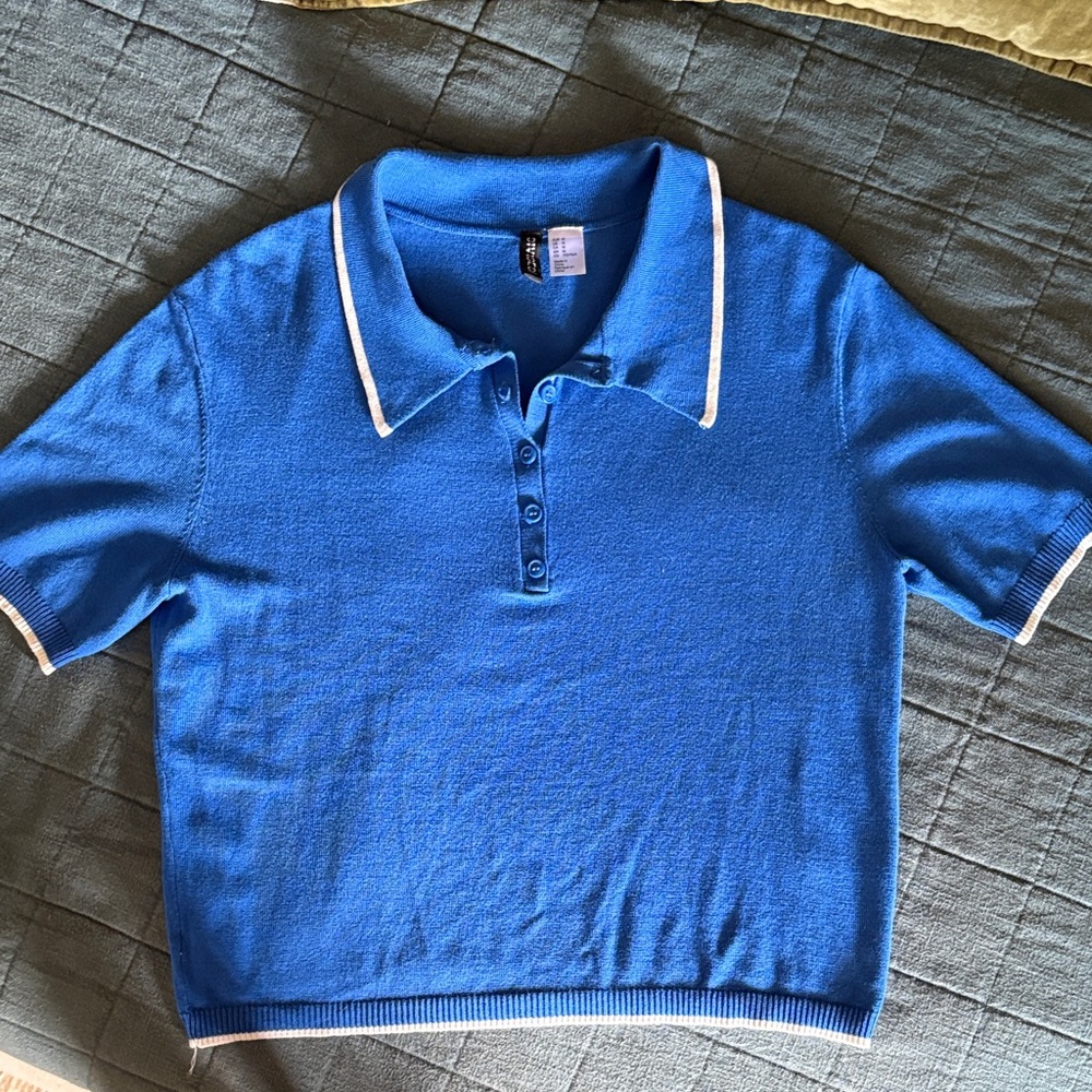 H&M Cobalt Blue Knit Polo size medium